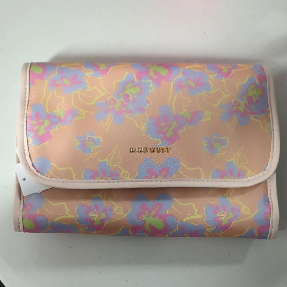 Nine West Pink and Purple Cosmetic Bag with Dreamy Design
